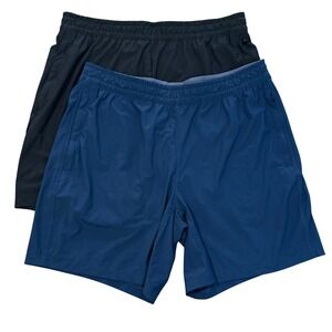 Motion Mens Athletic Gym Shorts Size L Black Blue Lot of 2 Workout Athleisure